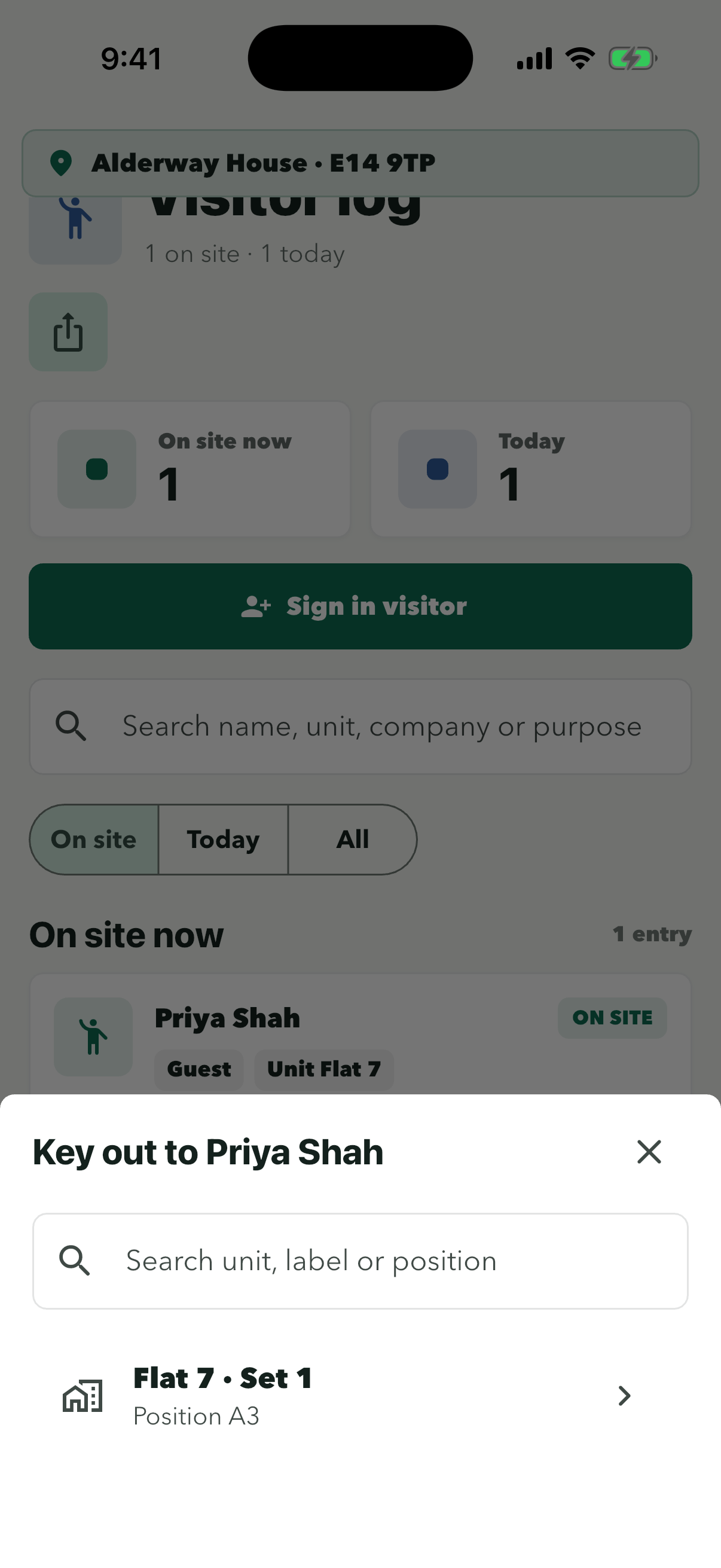 Key out to Priya Shah with Flat 7, Set 1
