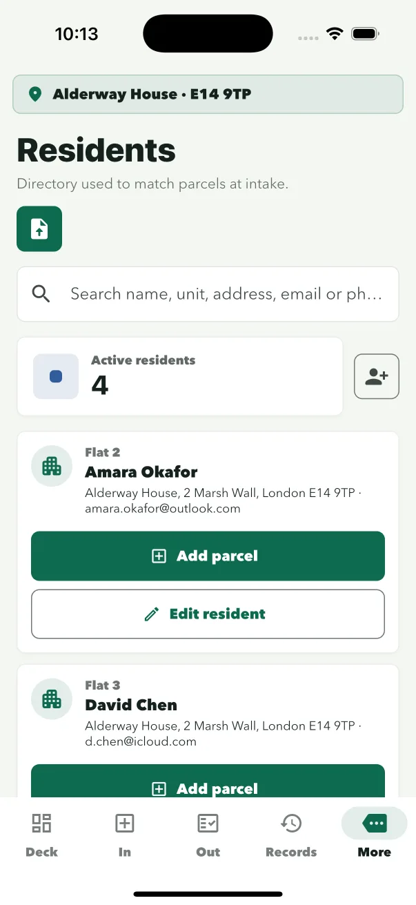 ConciergeDeck resident directory
