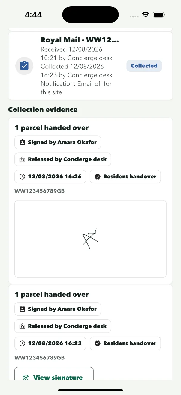 ConciergeDeck collection signature evidence