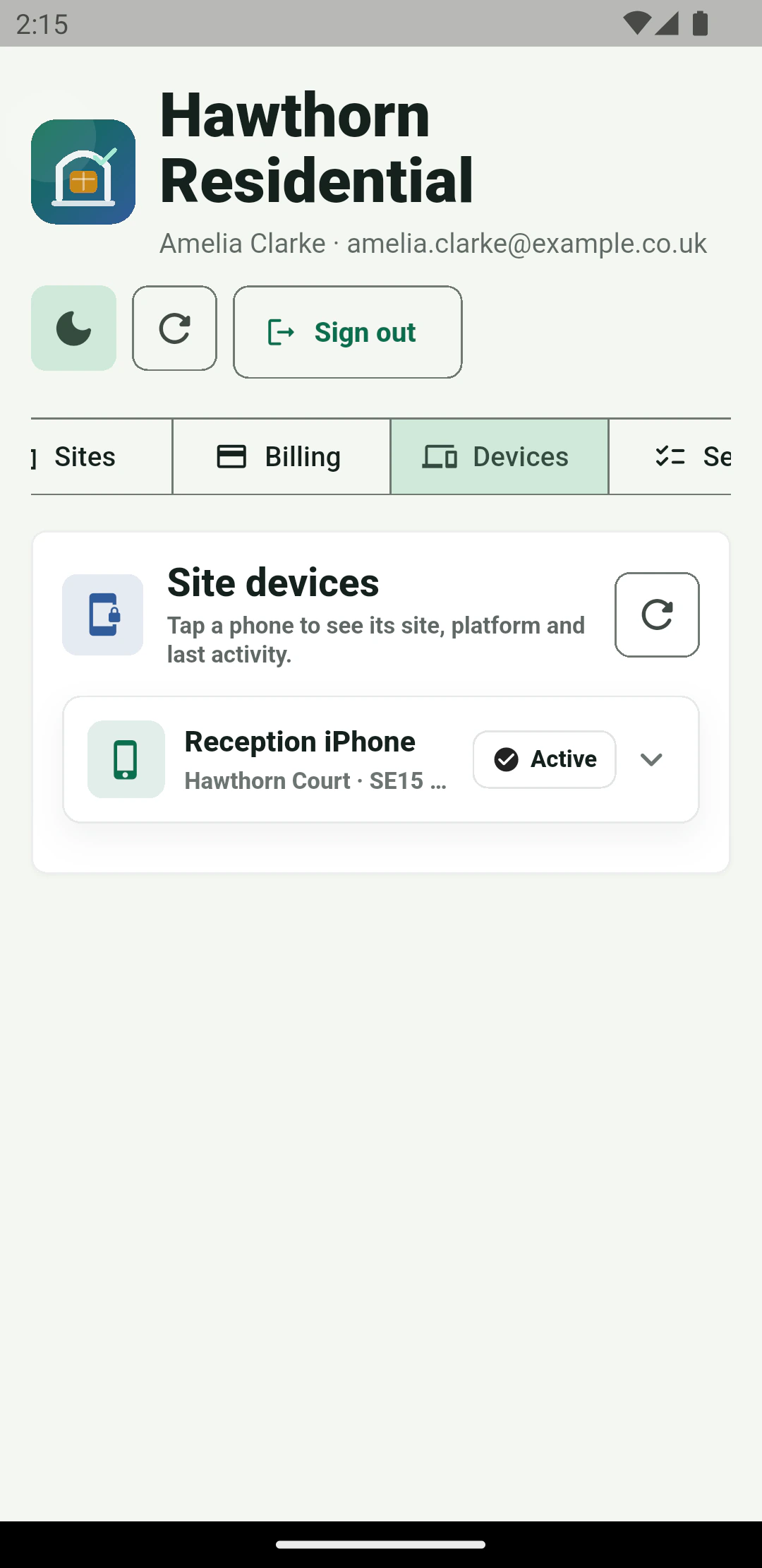 ConciergeDeck owner account authorised device controls